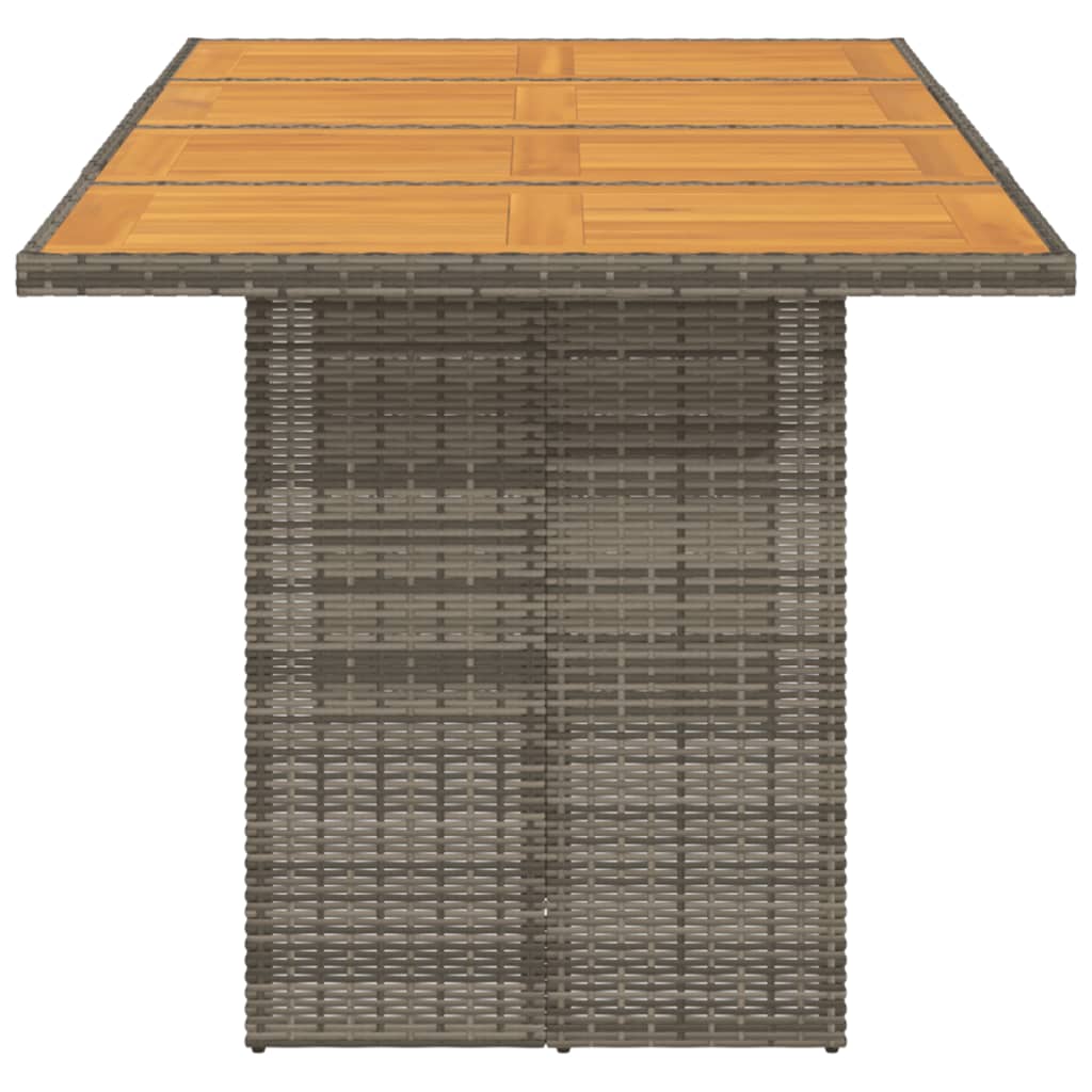 Szürke polyrattan akácfa lapos kerti asztal 190 x 80 x 74 cm 4