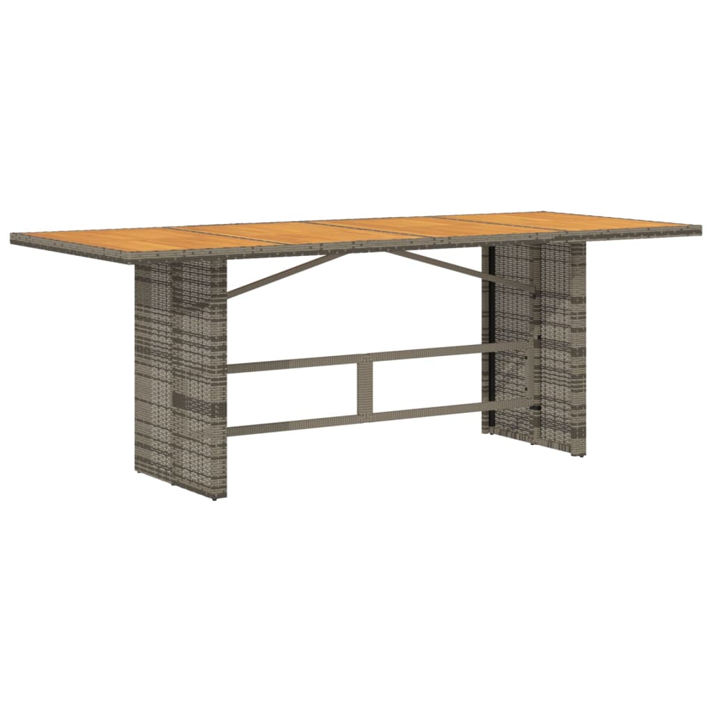 Szürke polyrattan akácfa lapos kerti asztal 190 x 80 x 74 cm 5