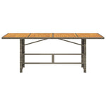 Szürke polyrattan akácfa lapos kerti asztal 190 x 80 x 74 cm 6