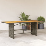 Szürke polyrattan akácfa lapos kerti asztal 190 x 80 x 74 cm