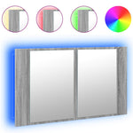 Szürke sonoma akril LED-es tükrös fürdőszobaszekrény 80x12x45cm 2