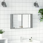 Szürke sonoma akril LED-es tükrös fürdőszobaszekrény 80x12x45cm 3