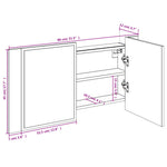 Szürke sonoma akril LED-es tükrös fürdőszobaszekrény 80x12x45cm 16