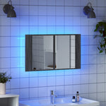 Szürke sonoma akril LED-es tükrös fürdőszobaszekrény 80x12x45cm 4