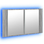 Szürke sonoma akril LED-es tükrös fürdőszobaszekrény 80x12x45cm 5