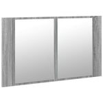 Szürke sonoma akril LED-es tükrös fürdőszobaszekrény 80x12x45cm 6