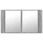Szürke sonoma akril LED-es tükrös fürdőszobaszekrény 80x12x45cm 7