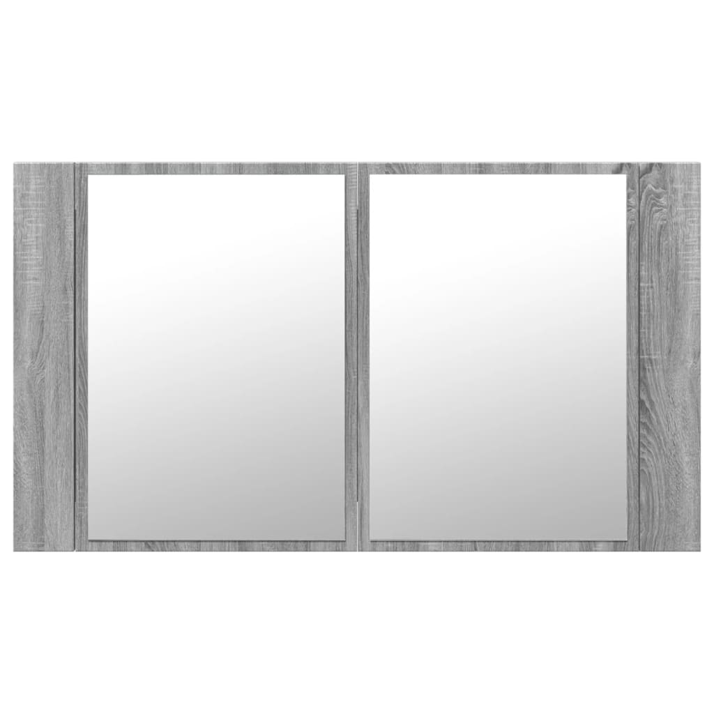 Szürke sonoma akril LED-es tükrös fürdőszobaszekrény 80x12x45cm 7
