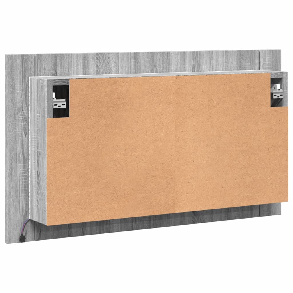 Szürke sonoma akril LED-es tükrös fürdőszobaszekrény 80x12x45cm 9