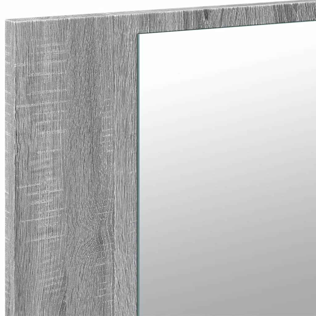 Szürke sonoma akril LED-es tükrös fürdőszobaszekrény 80x12x45cm 10