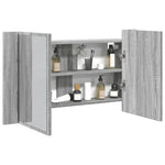 Szürke sonoma akril LED-es tükrös fürdőszobaszekrény 80x12x45cm