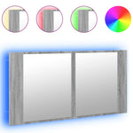 Szürke sonoma akril LED-es tükrös fürdőszobaszekrény 90x12x45cm 2