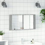 Szürke sonoma akril LED-es tükrös fürdőszobaszekrény 90x12x45cm 3