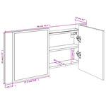 Szürke sonoma akril LED-es tükrös fürdőszobaszekrény 90x12x45cm 16