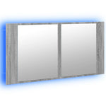 Szürke sonoma akril LED-es tükrös fürdőszobaszekrény 90x12x45cm 5