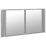 Szürke sonoma akril LED-es tükrös fürdőszobaszekrény 90x12x45cm 6