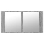 Szürke sonoma akril LED-es tükrös fürdőszobaszekrény 90x12x45cm 7
