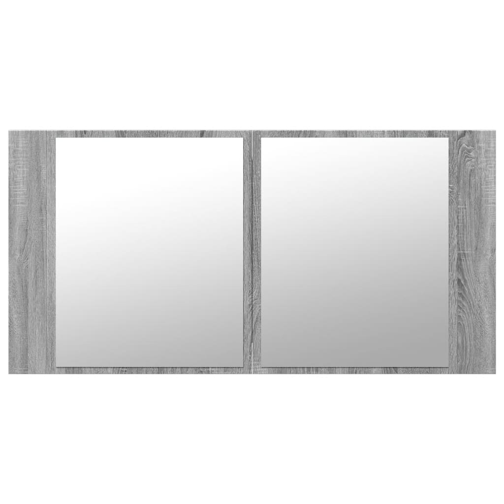 Szürke sonoma akril LED-es tükrös fürdőszobaszekrény 90x12x45cm 7