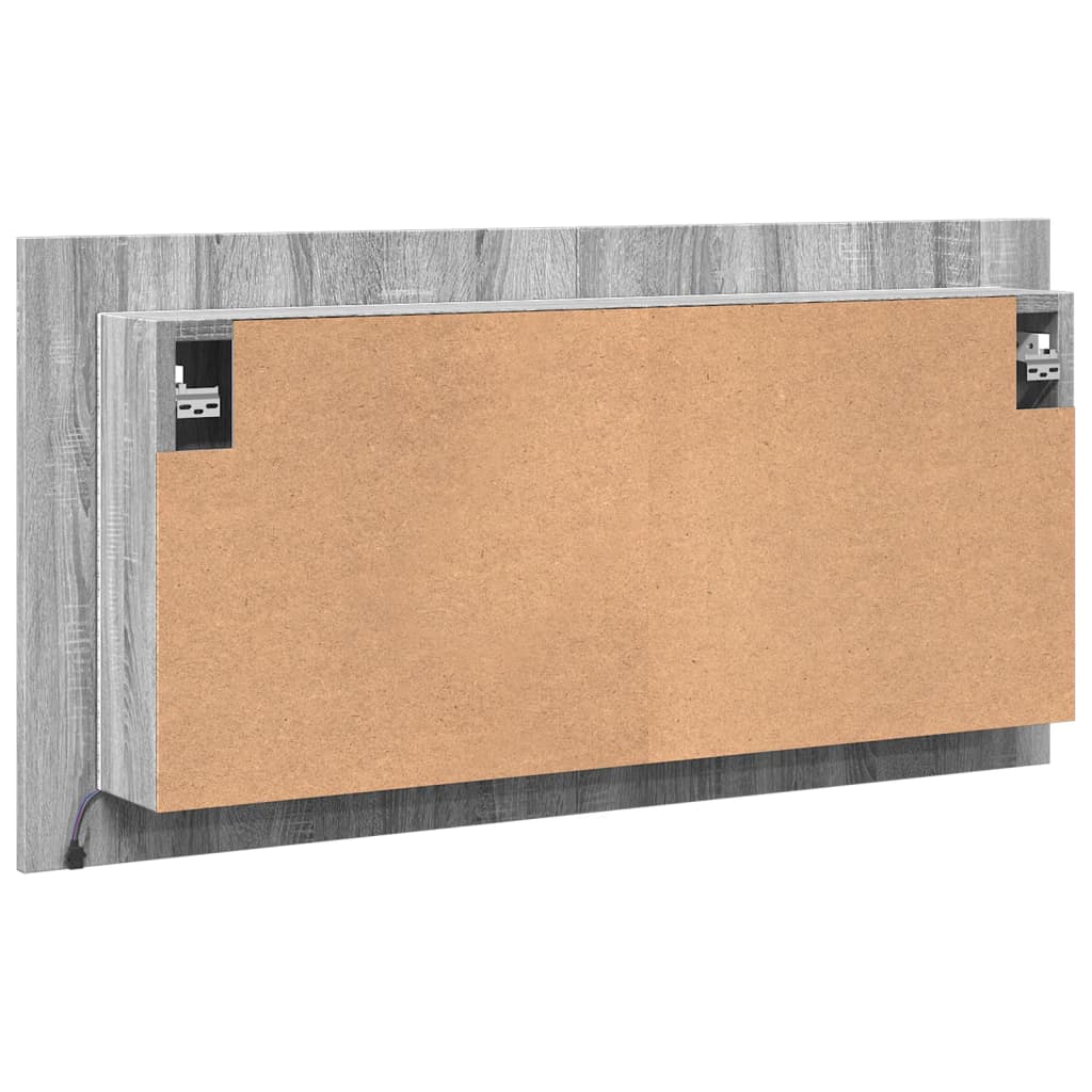 Szürke sonoma akril LED-es tükrös fürdőszobaszekrény 90x12x45cm 9