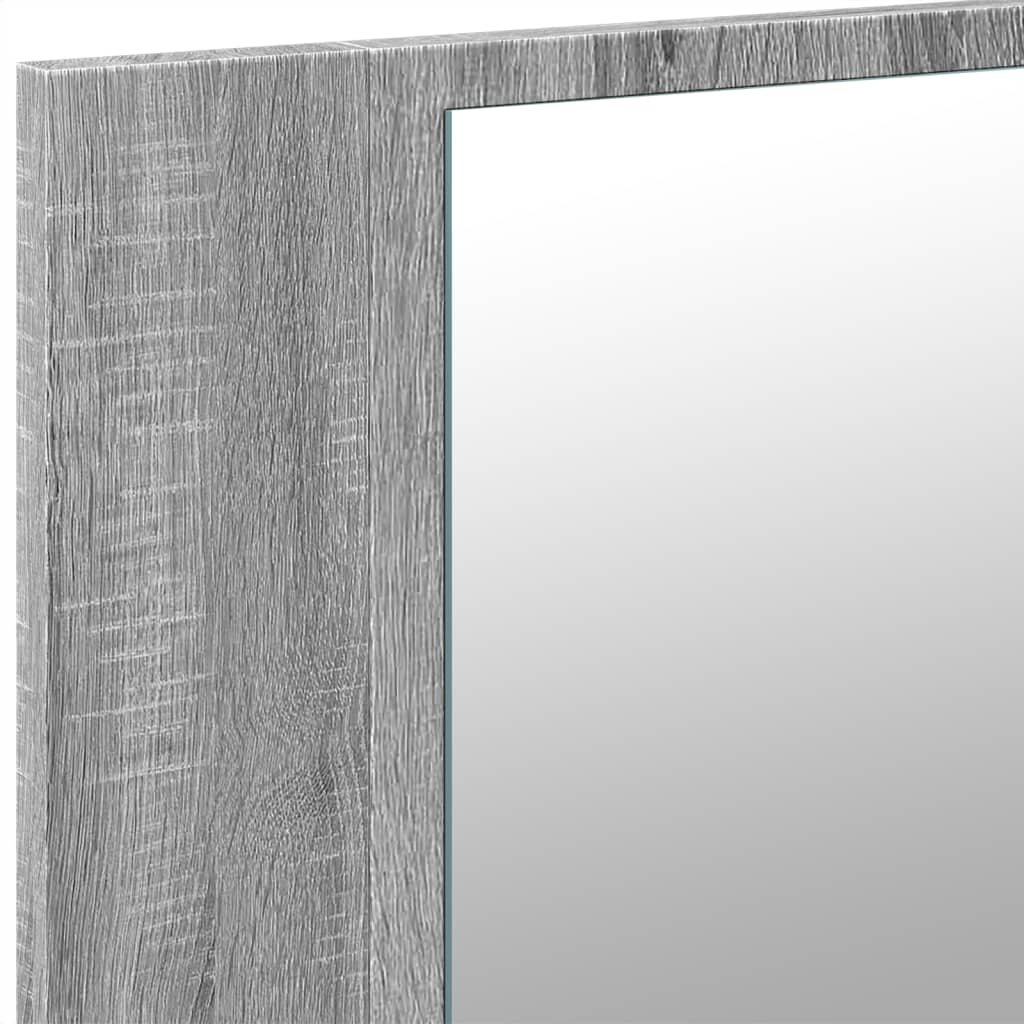 Szürke sonoma akril LED-es tükrös fürdőszobaszekrény 90x12x45cm 10