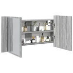 Szürke sonoma akril LED-es tükrös fürdőszobaszekrény 90x12x45cm