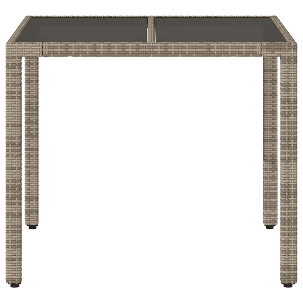 Szürke polyrattan üveglapos kerti asztal 90 x 90 x 75 cm 4