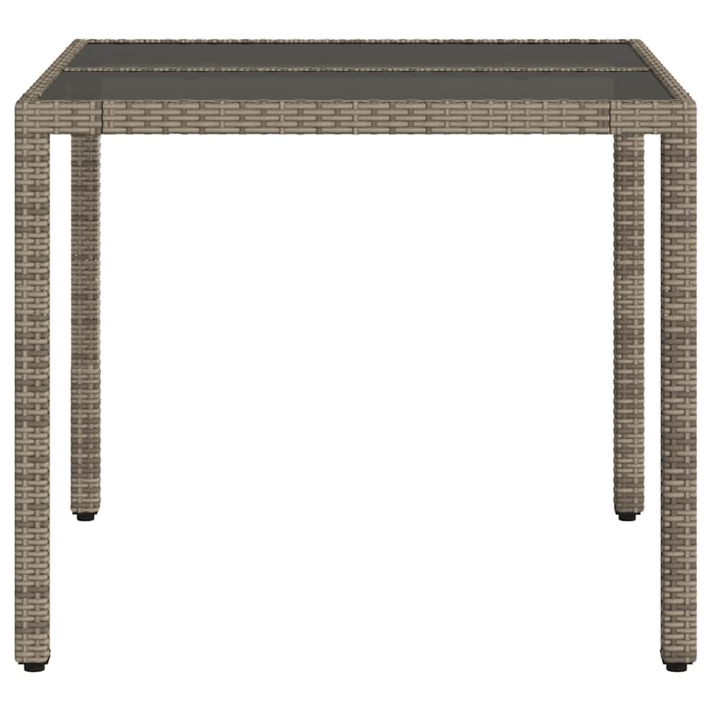 Szürke polyrattan üveglapos kerti asztal 90 x 90 x 75 cm 5
