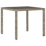 Szürke polyrattan üveglapos kerti asztal 90 x 90 x 75 cm 6