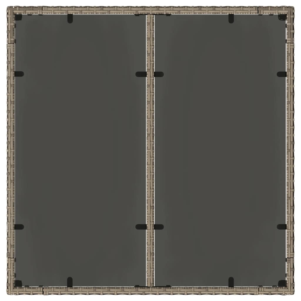 Szürke polyrattan üveglapos kerti asztal 90 x 90 x 75 cm 7