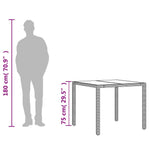 Szürke polyrattan üveglapos kerti asztal 90 x 90 x 75 cm 10