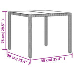Szürke polyrattan üveglapos kerti asztal 90 x 90 x 75 cm 11