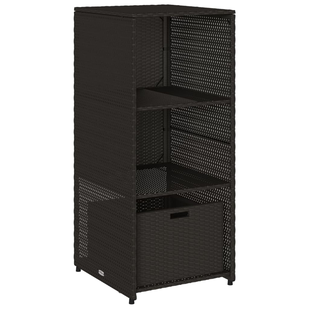 Fekete polyrattan kerti tárolószekrény 50 x 55 x 115 cm 2