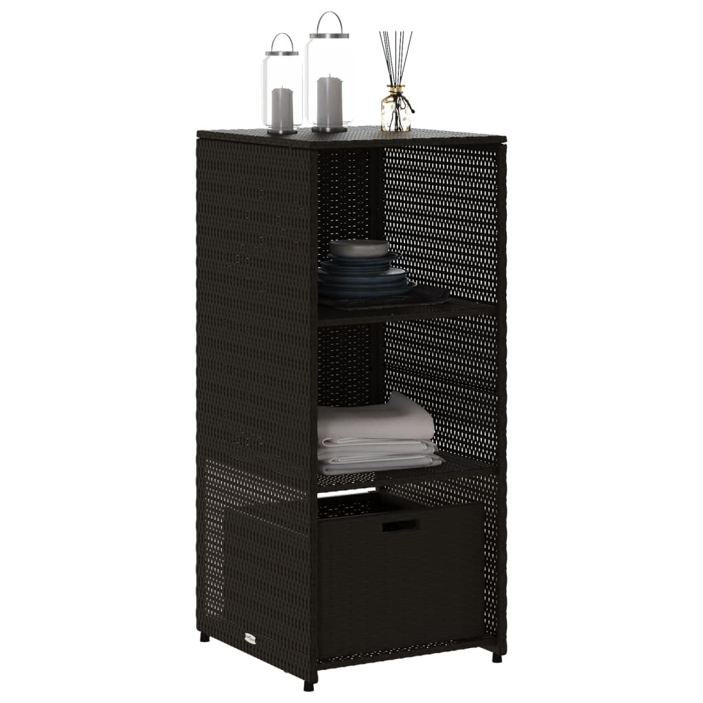 Fekete polyrattan kerti tárolószekrény 50 x 55 x 115 cm 4