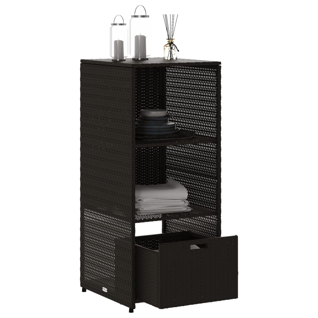 Fekete polyrattan kerti tárolószekrény 50 x 55 x 115 cm 5