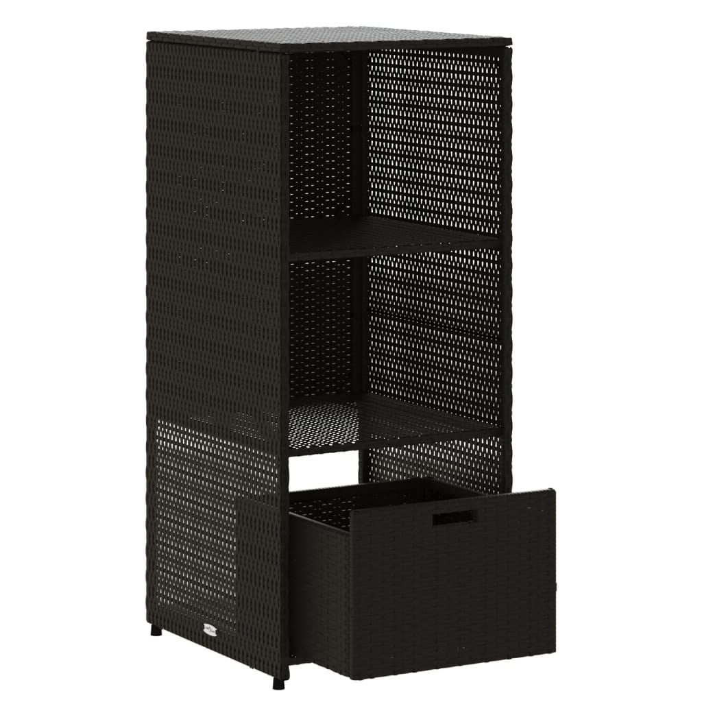 Fekete polyrattan kerti tárolószekrény 50 x 55 x 115 cm 6