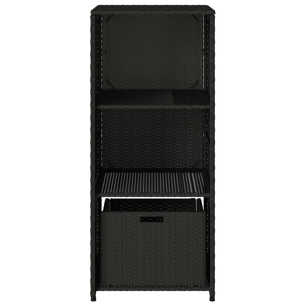 Fekete polyrattan kerti tárolószekrény 50 x 55 x 115 cm 7