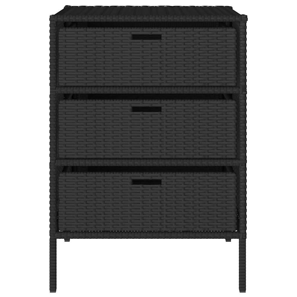 Fekete polyrattan kerti tárolószekrény 55 x 59 x 80 cm 5