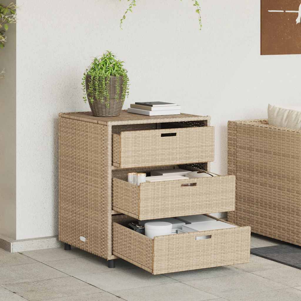 Bézs polyrattan kerti tárolószekrény 55 x 59 x 69 cm 3