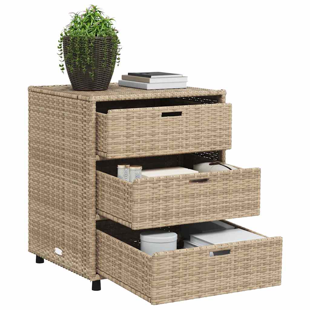 Bézs polyrattan kerti tárolószekrény 55 x 59 x 69 cm 4