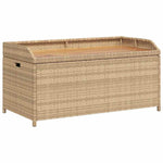 Bézs polyrattan és akácfa tárolópad 100 x 50 x 52 cm 2