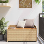 Bézs polyrattan és akácfa tárolópad 100 x 50 x 52 cm 3