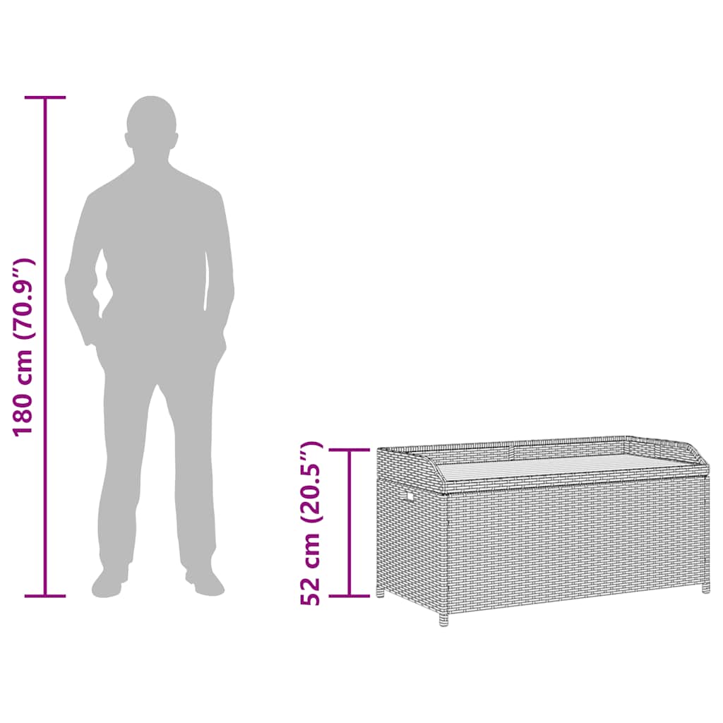 Bézs polyrattan és akácfa tárolópad 100 x 50 x 52 cm 13