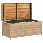 Bézs polyrattan és akácfa tárolópad 100 x 50 x 52 cm 4