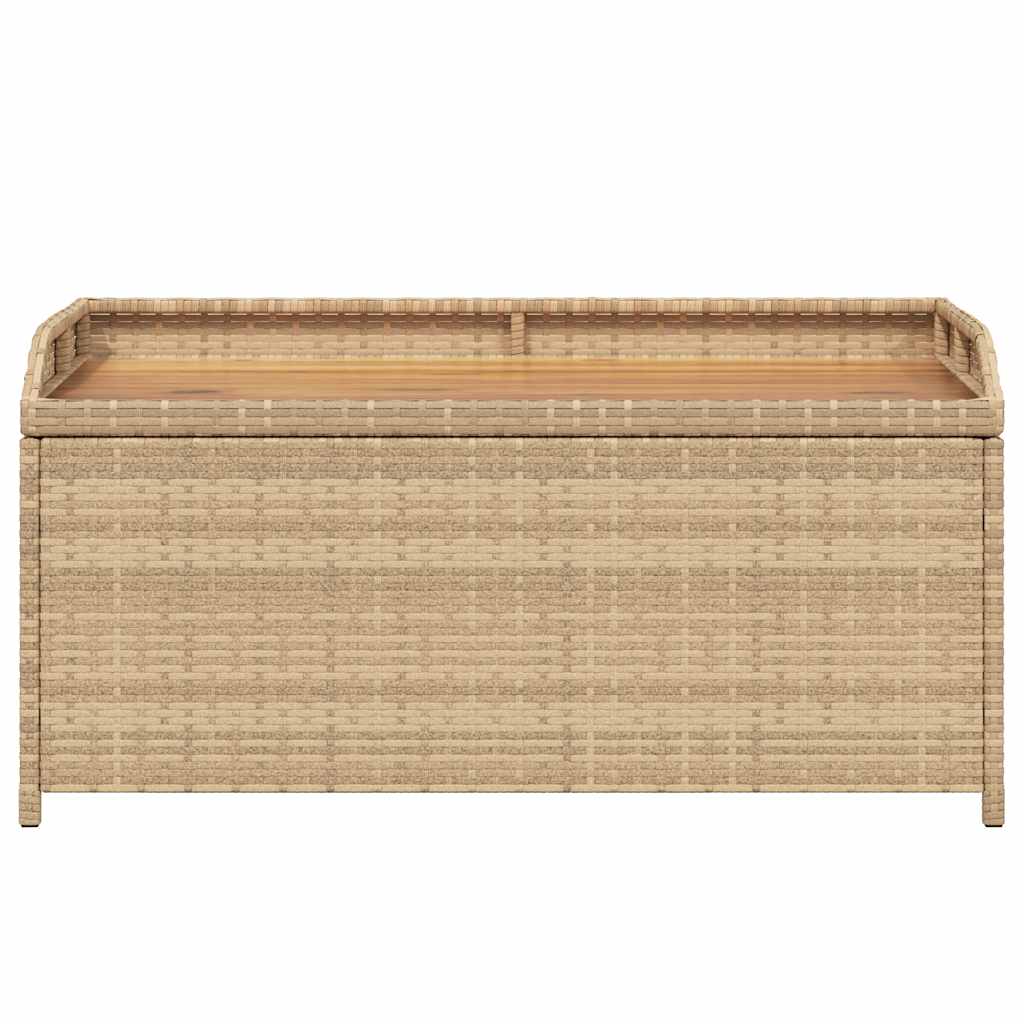 Bézs polyrattan és akácfa tárolópad 100 x 50 x 52 cm 5