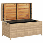 Bézs polyrattan és akácfa tárolópad 100 x 50 x 52 cm 6