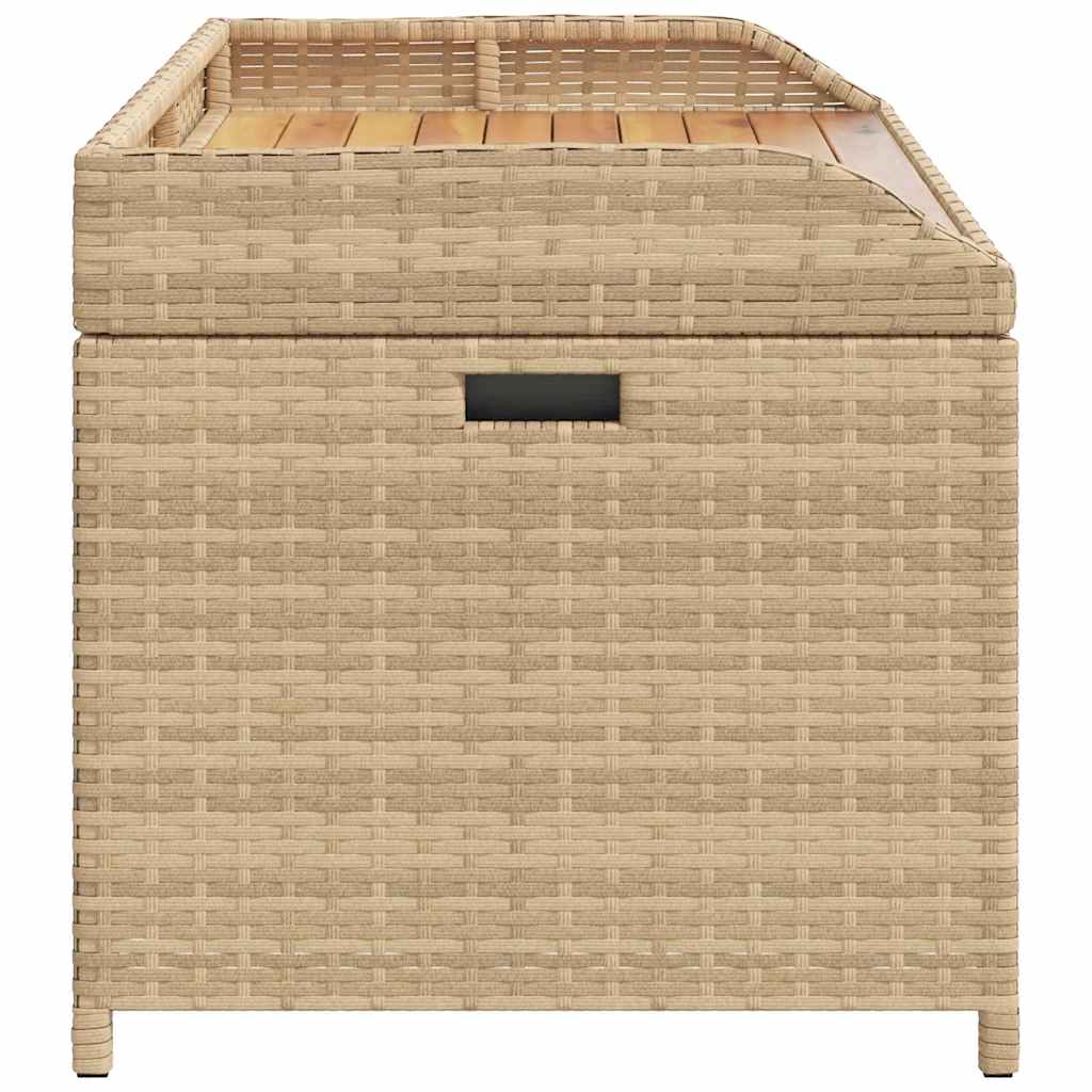 Bézs polyrattan és akácfa tárolópad 100 x 50 x 52 cm 7