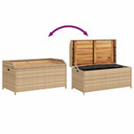 Bézs polyrattan és akácfa tárolópad 100 x 50 x 52 cm 9