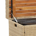 Bézs polyrattan és akácfa tárolópad 100 x 50 x 52 cm 10
