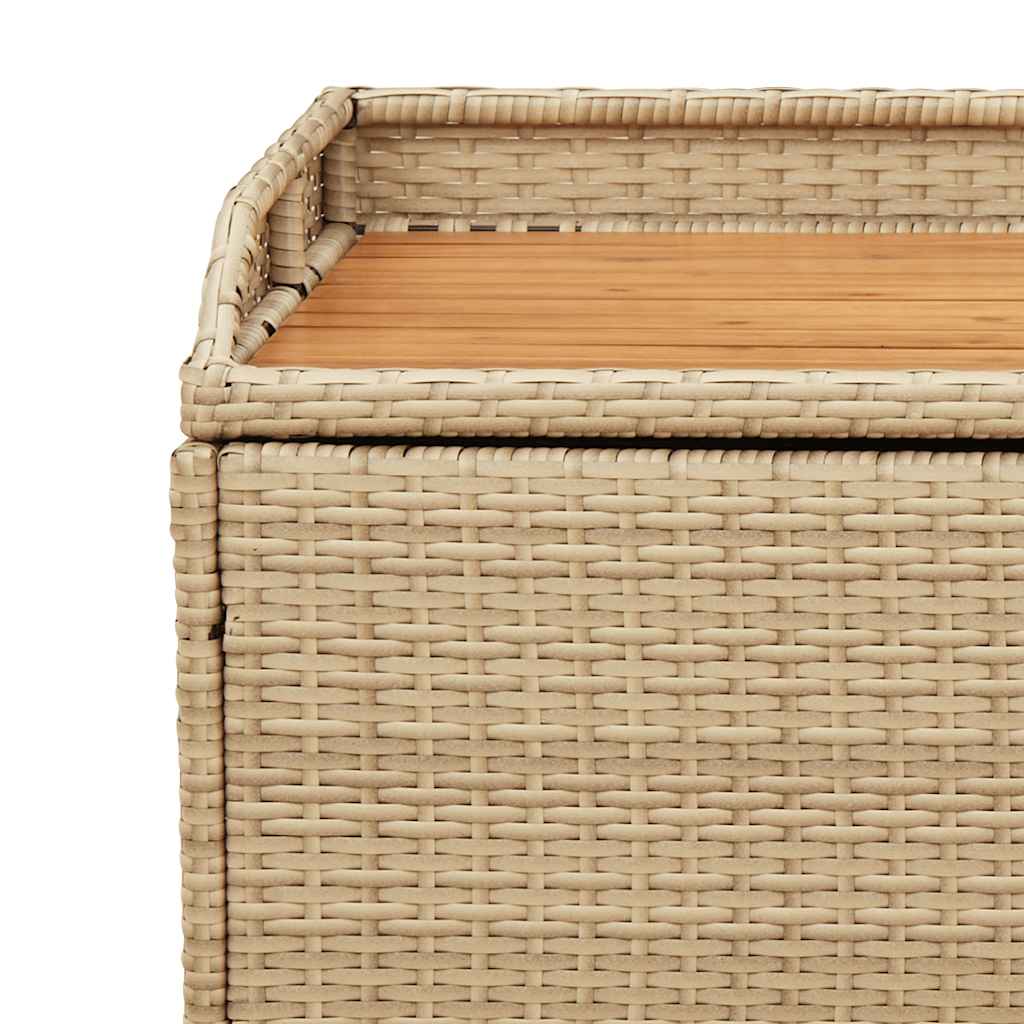 Bézs polyrattan és akácfa tárolópad 100 x 50 x 52 cm 11