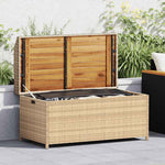 Bézs polyrattan és akácfa tárolópad 100 x 50 x 52 cm